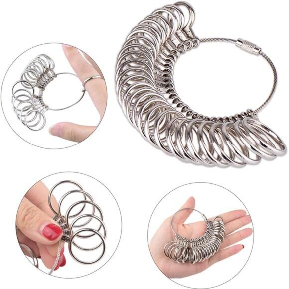 Metal Ring Mandrel Ring Sizer and Rubber Hammer Mallet Ring Sizer Gauge Set - Picture 3 of 8